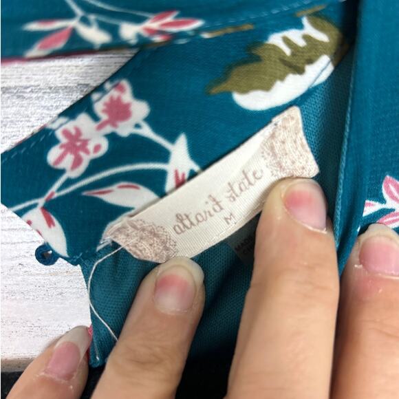 Alter'd State women's medium blue 3/4 bell sleeve lined boho floral mini dress - Picture 4 of 6